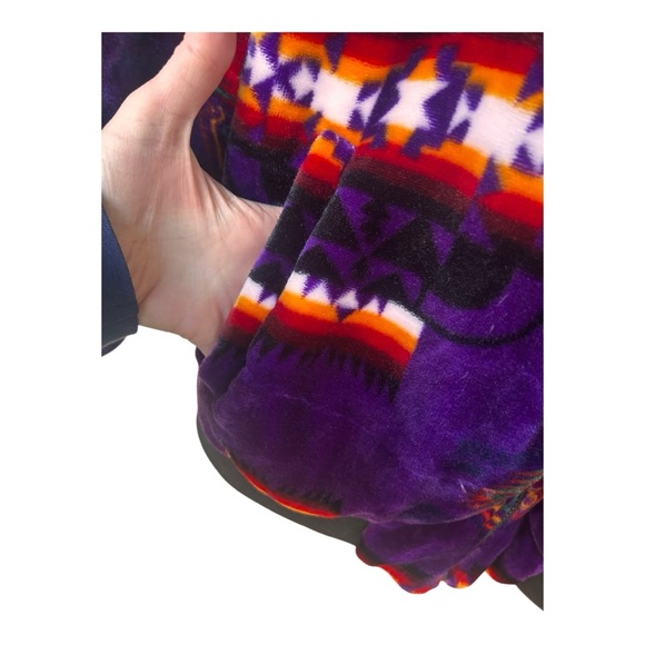 Aztec plush blanket zip up jacket purple SW print Size L/XL - Picture 5 of 12
